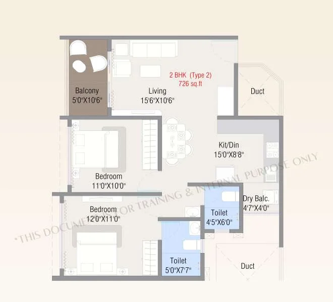 2 BHK floor plan