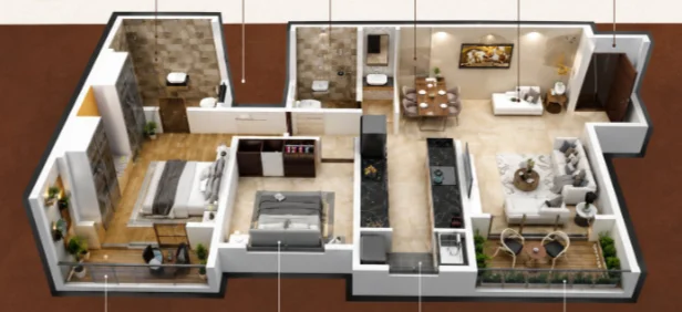 2 BHK floor plan