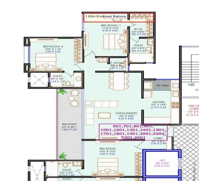 3 BHK floor plan