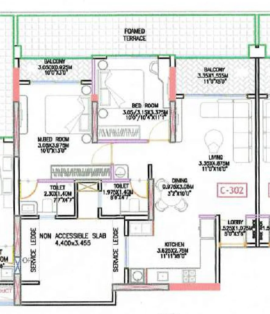 2 BHK floor plan