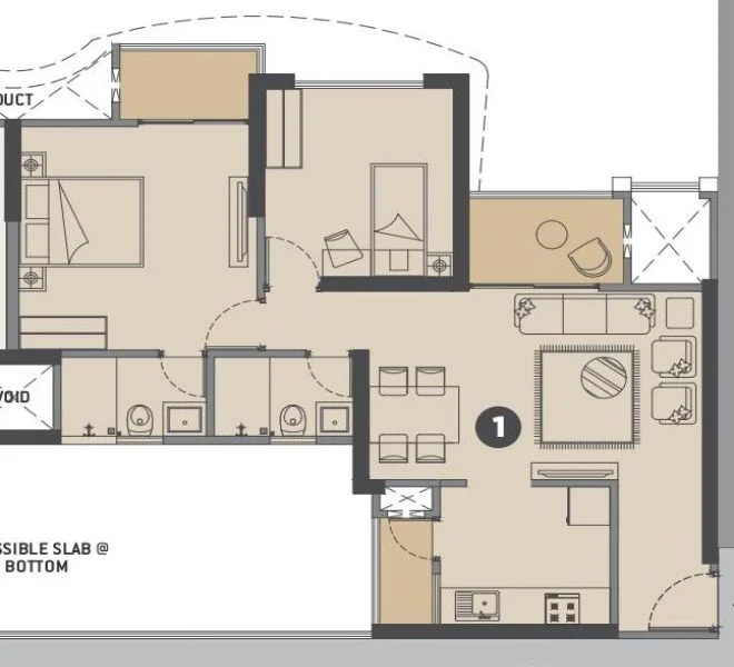 2 BHK floor plan