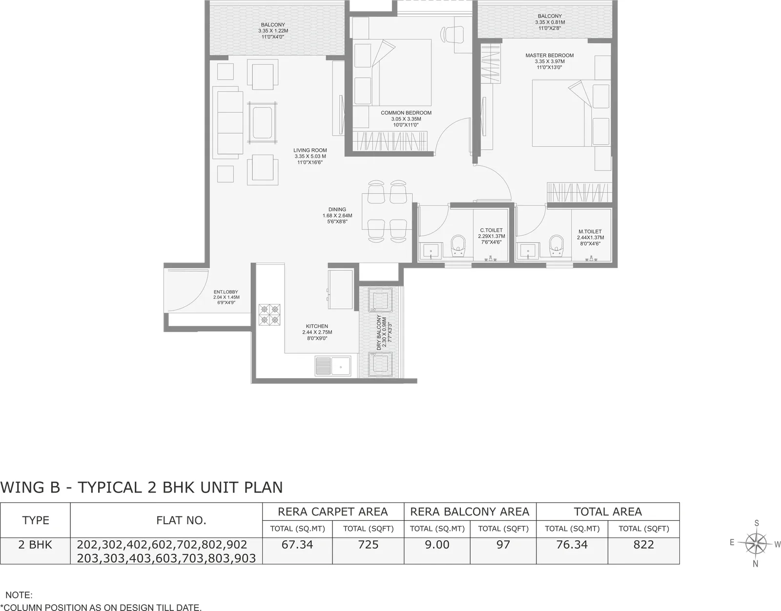 2 BHK floor plan