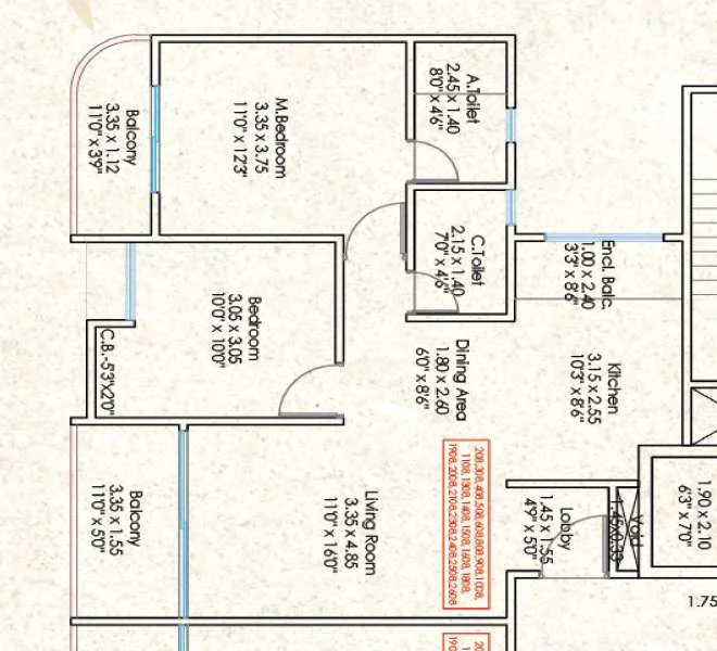 2 BHK floor plan