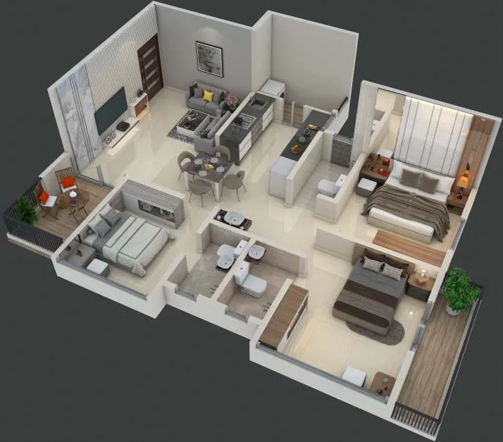 3 BHK floor plan