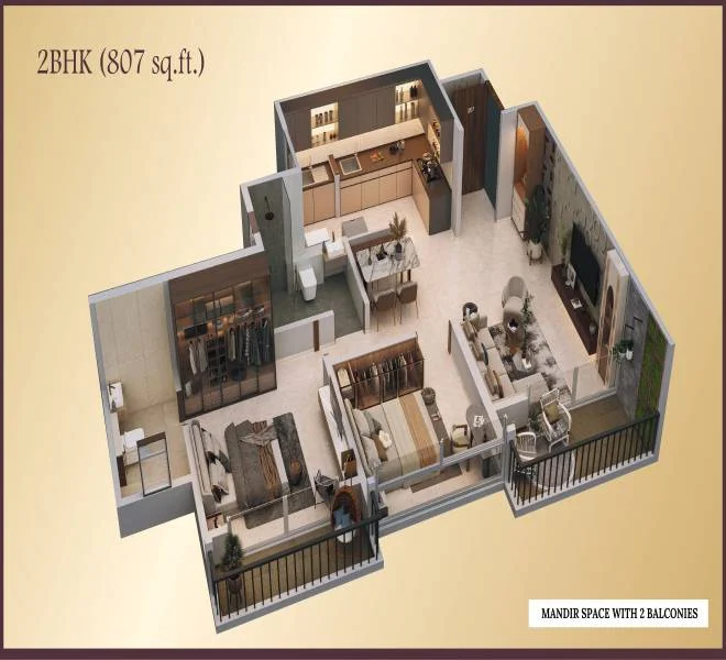 2 BHK floor plan