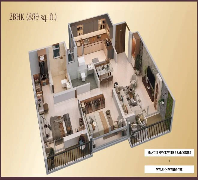 2 BHK floor plan