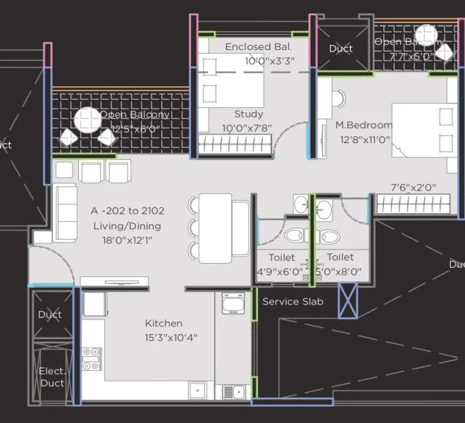 2 BHK floor plan