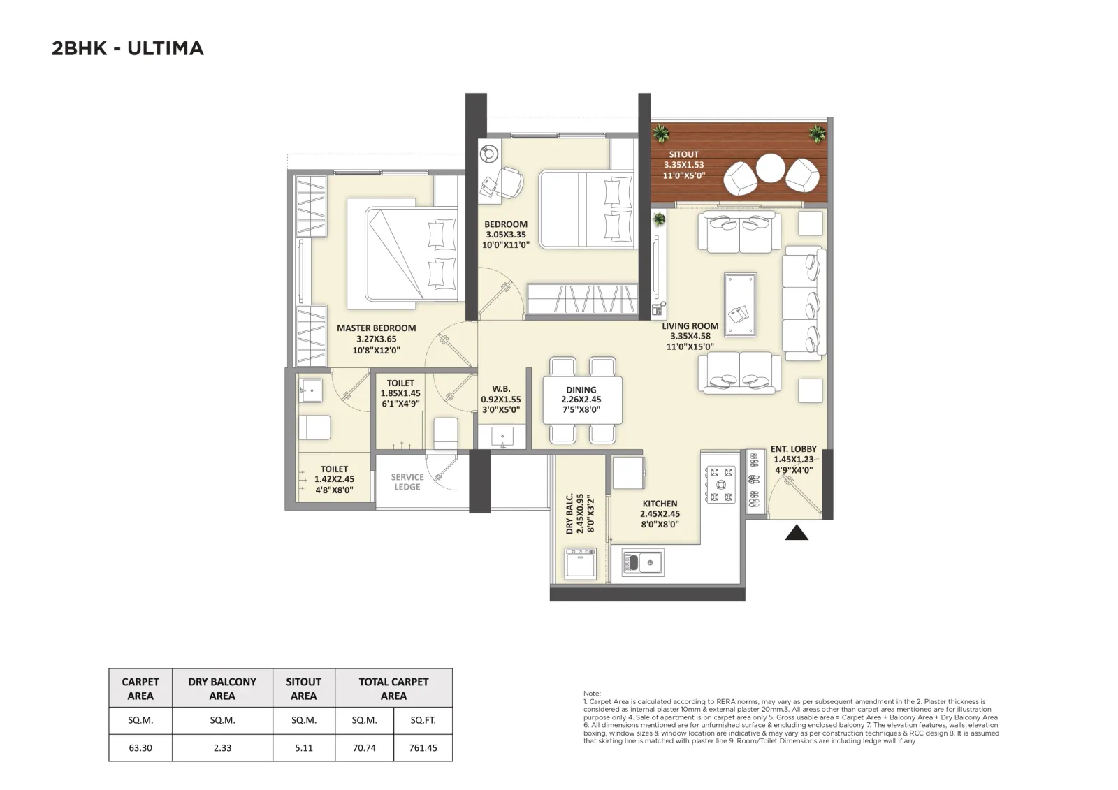 2 BHK floor plan