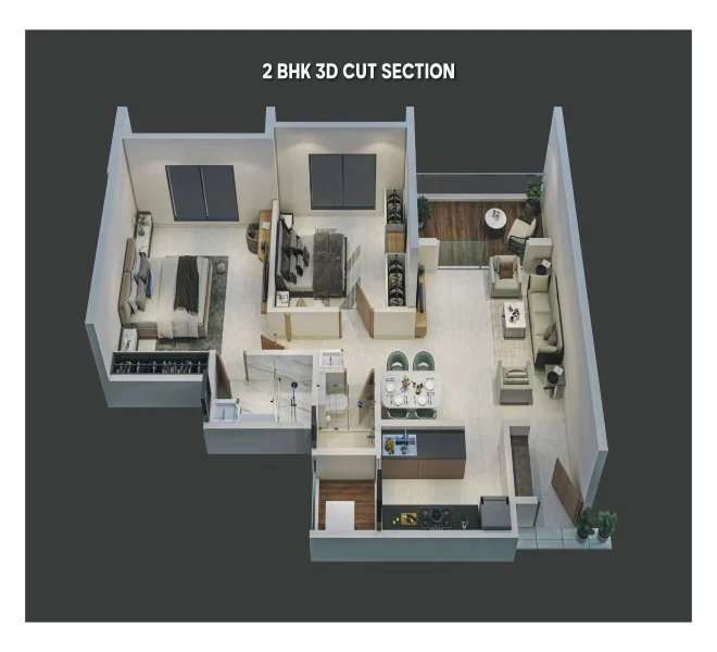 2 BHK floor plan