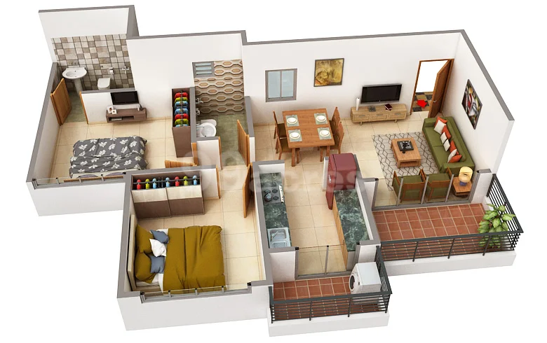 2 BHK floor plan