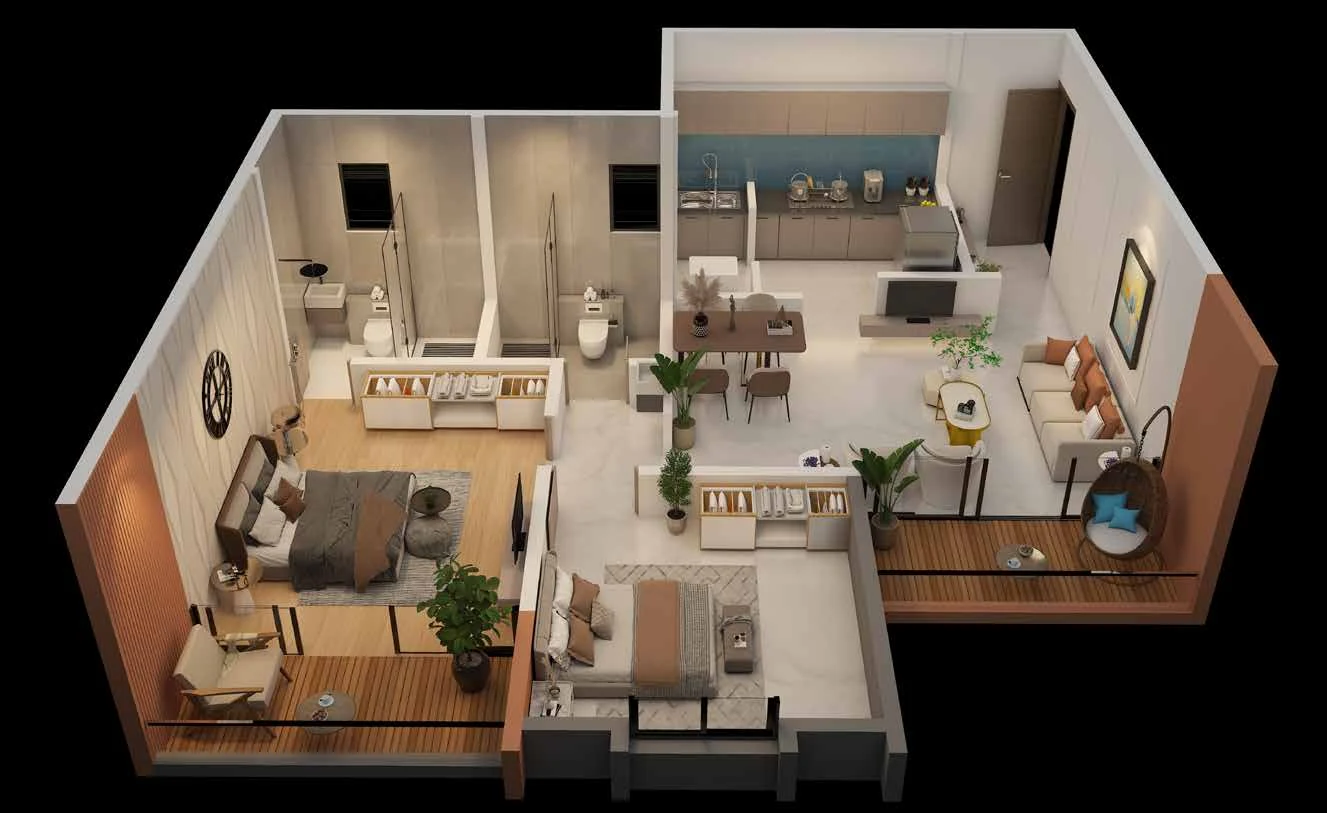 2 BHK floor plan