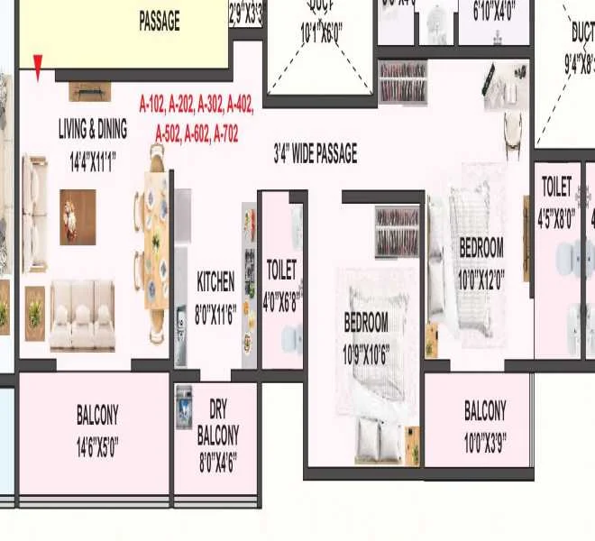 2 BHK floor plan