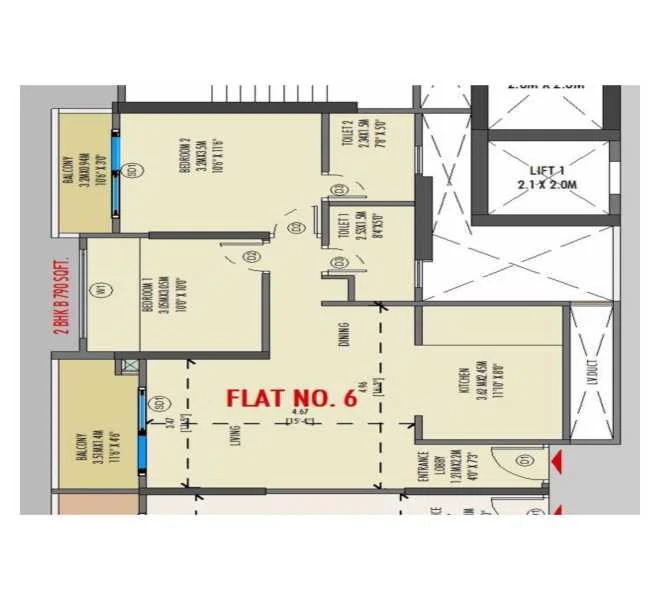 2 BHK floor plan