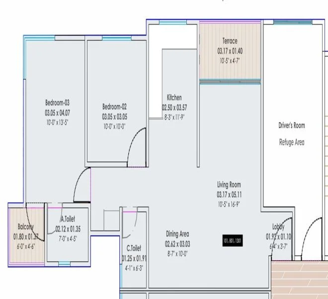 2 BHK floor plan