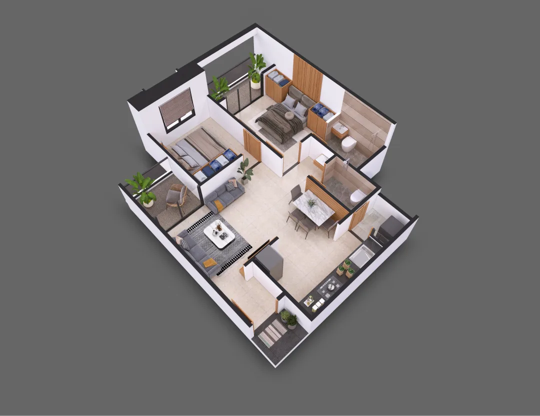 2 BHK floor plan