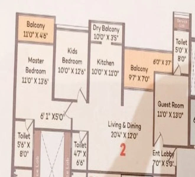 3 BHK floor plan