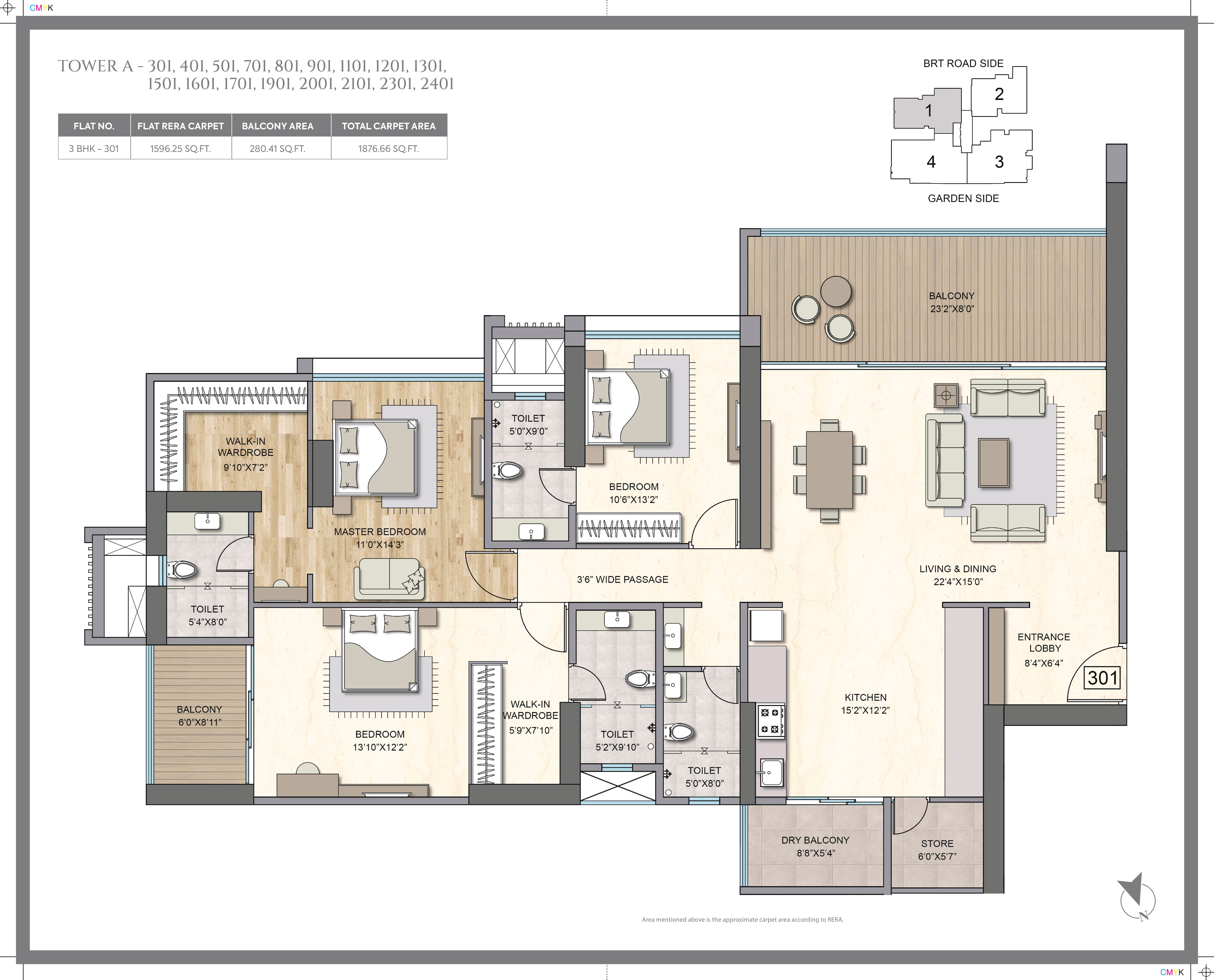 3 BHK floor plan