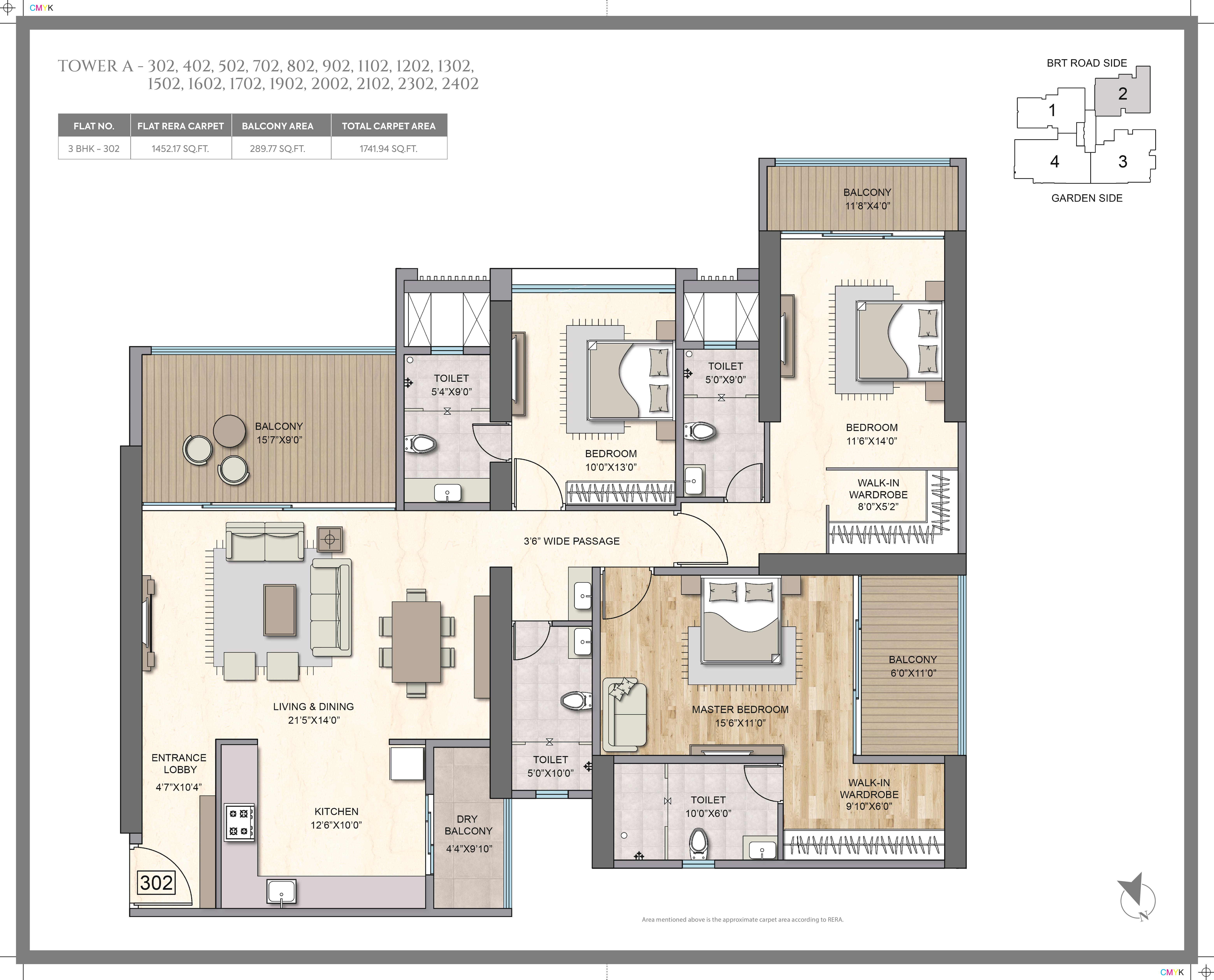 3 BHK floor plan