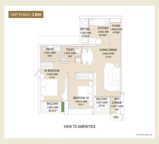 2 BHK floor plan