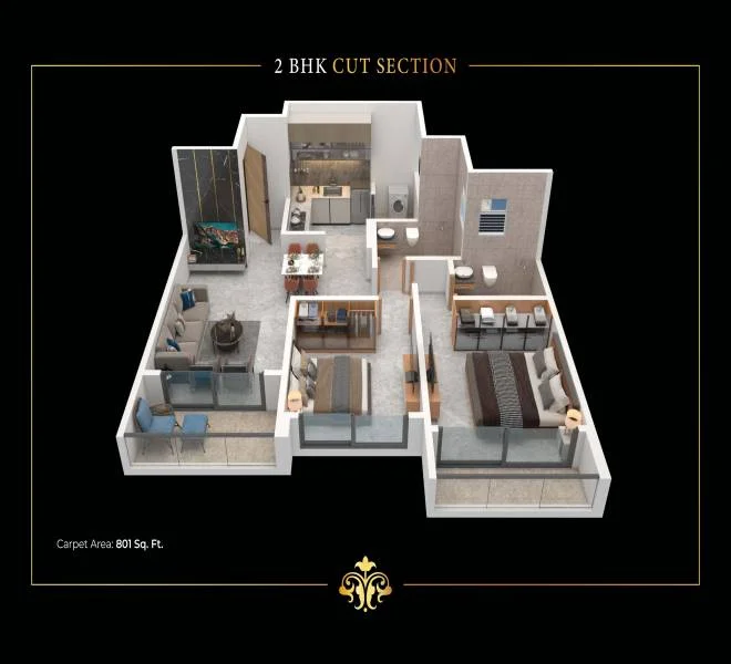 2 BHK floor plan