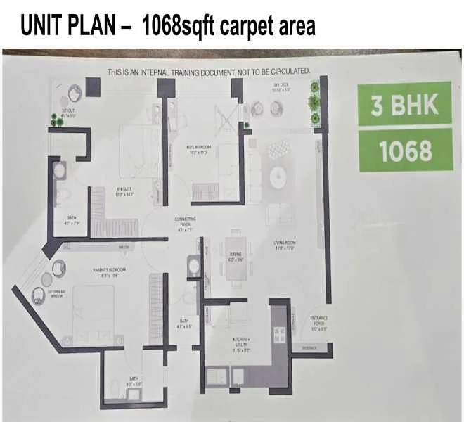 3 BHK floor plan