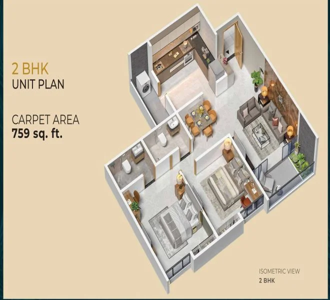 2 BHK floor plan