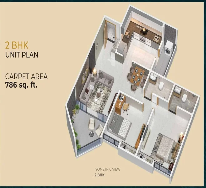 2 BHK floor plan