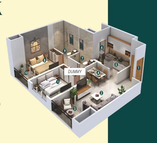 2 BHK floor plan