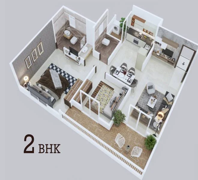 2 BHK floor plan