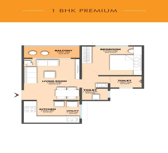 1 BHK floor plan