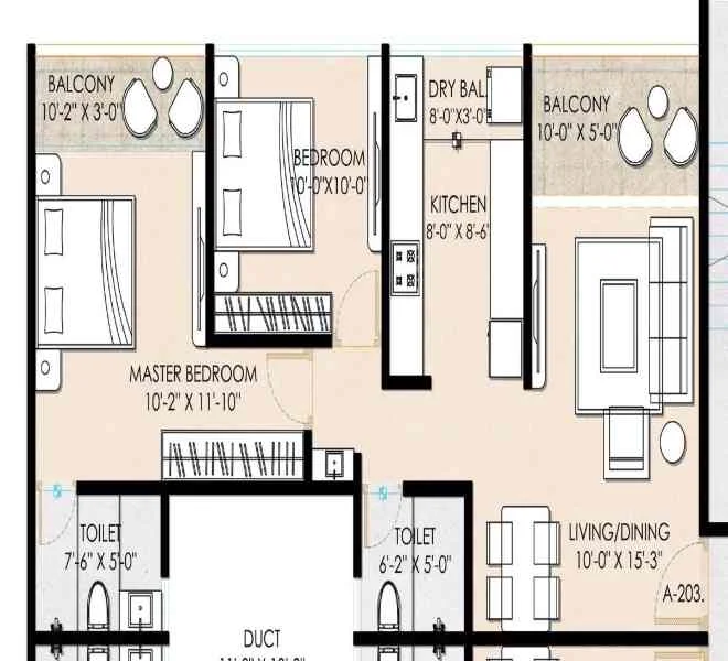 2 BHK floor plan