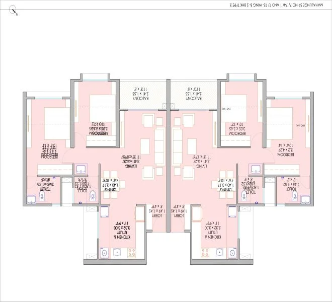 2 BHK floor plan
