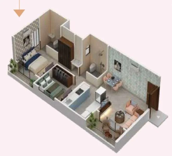 2 BHK floor plan