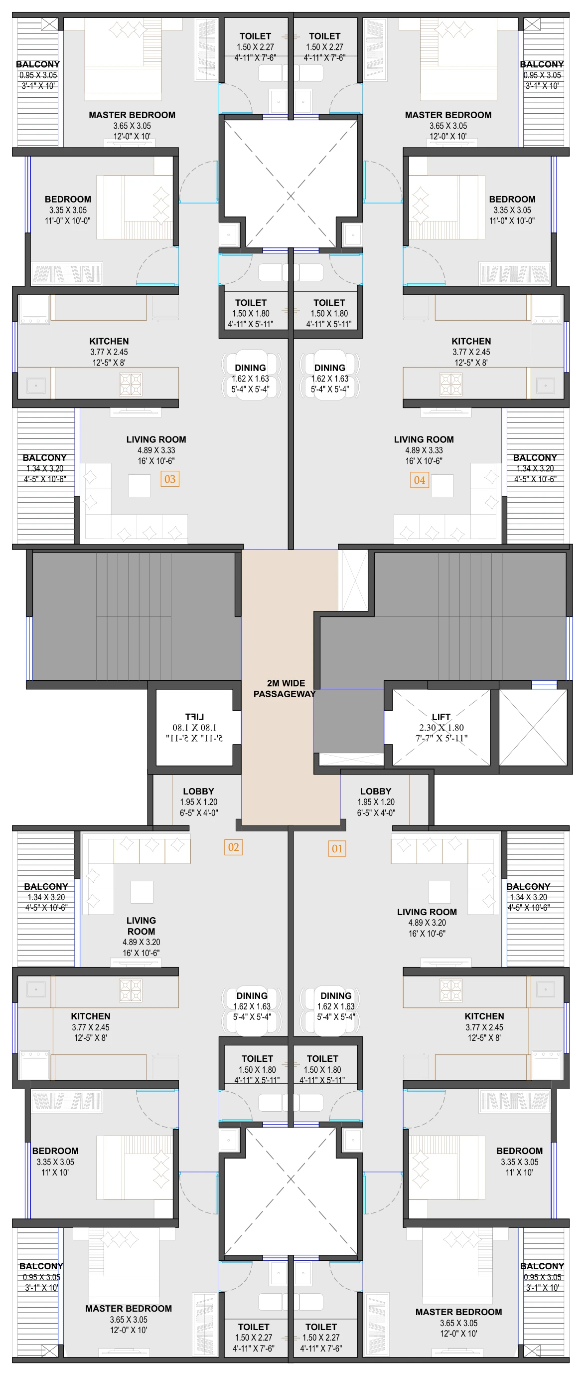 2 BHK floor plan