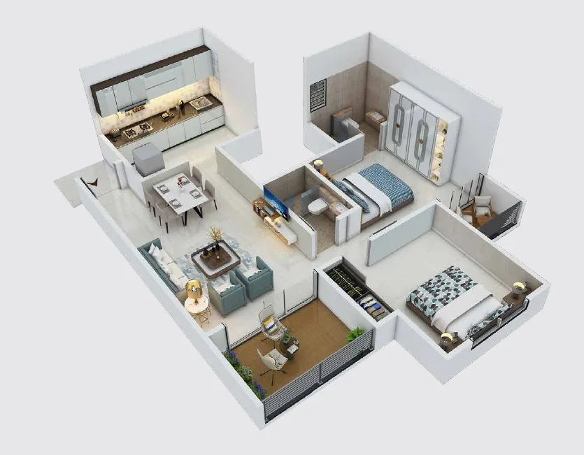 2 BHK floor plan