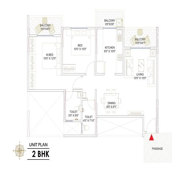 2 BHK floor plan