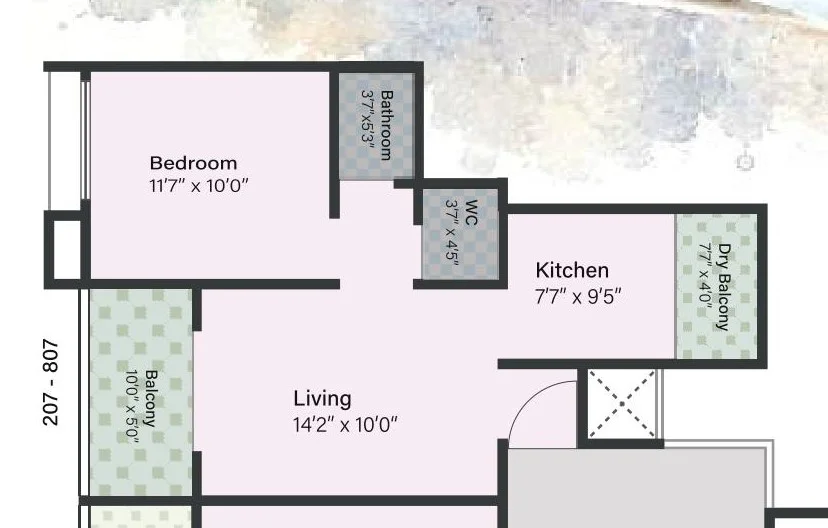 1 BHK floor plan