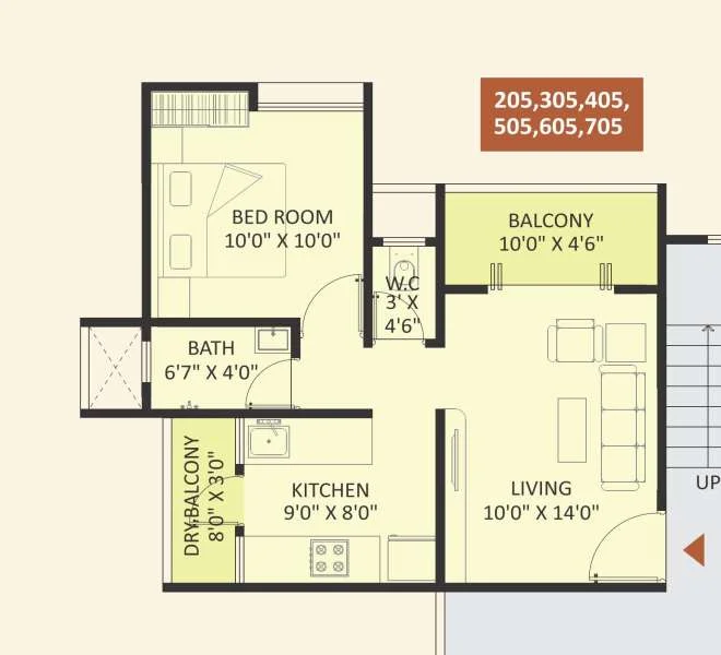 1 BHK floor plan