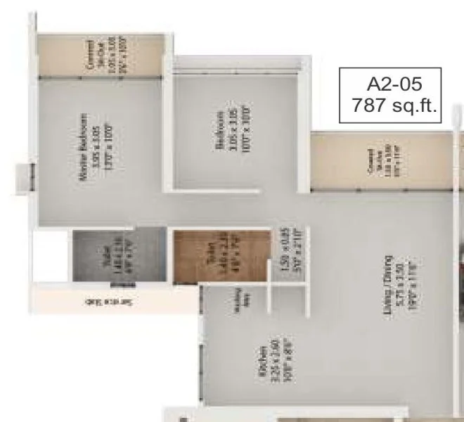 2 BHK floor plan