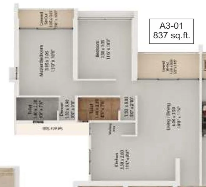 2 BHK floor plan