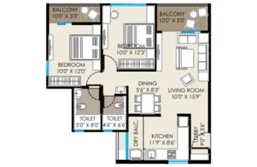 2 BHK floor plan