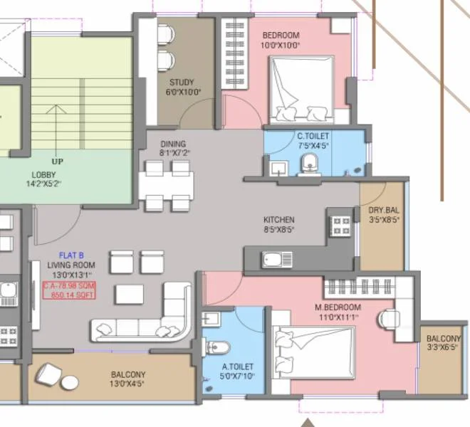 2 BHK floor plan