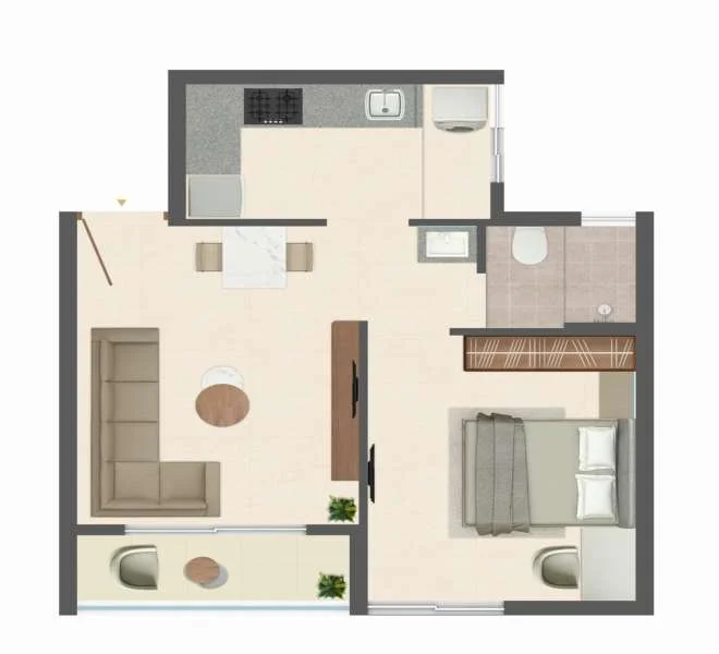 1 BHK floor plan