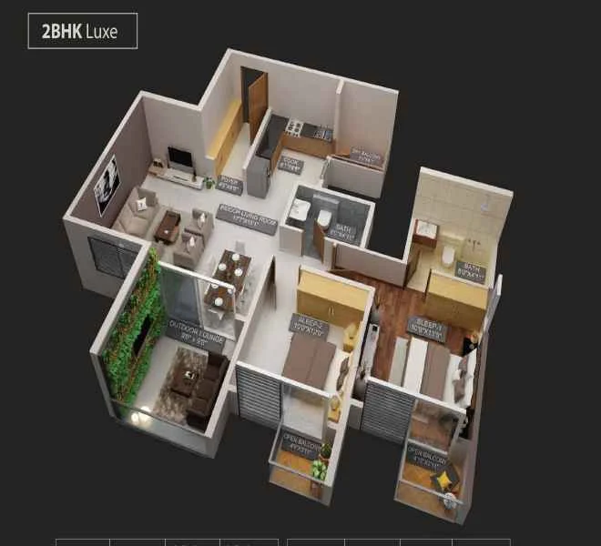 2 BHK floor plan
