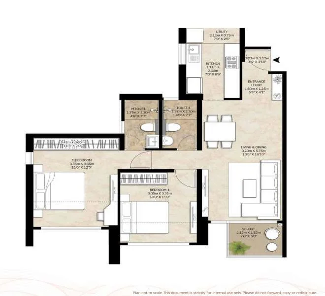 2 BHK floor plan