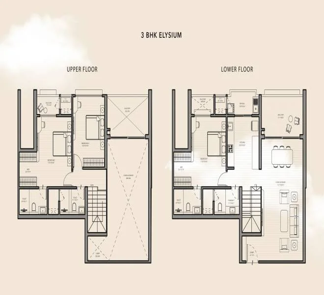 3 BHK floor plan