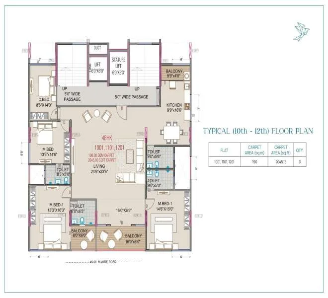 4 BHK floor plan