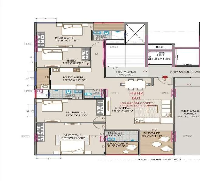 4 BHK floor plan