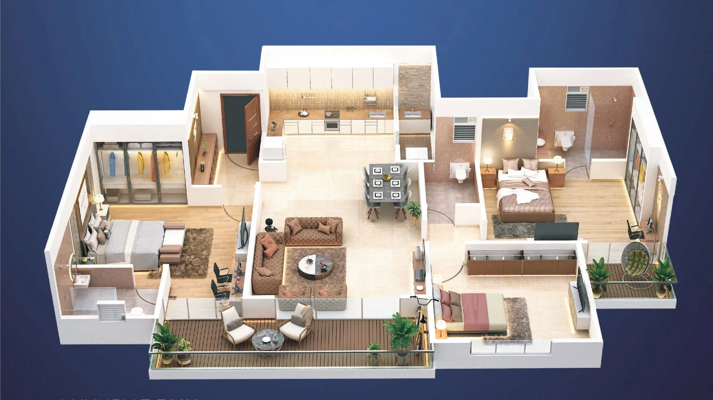 3 BHK floor plan