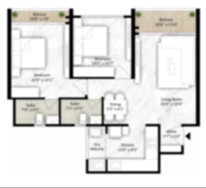 2 BHK floor plan